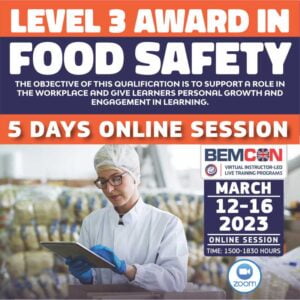 Level 3 Award In Food Safety Online Course - BEMCON