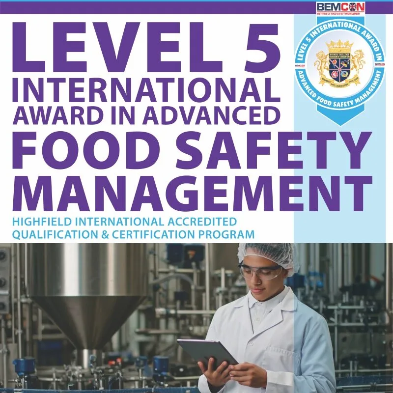 Level 5 International Award In Advanced Food Safety Management - Level 5 Food Safety Header - BEMCON